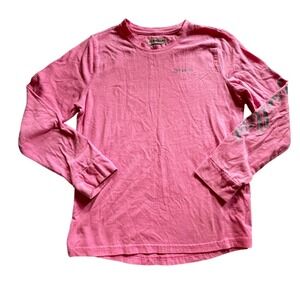 Magellan Outdoors Pink Long Sleeve T-Shirt Boyfriend‎ Fit Large Logo Sleeve
